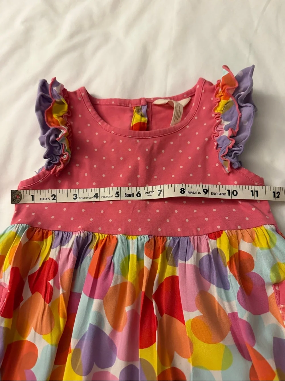 Matilda Jane Girls' Pink Heart-Print Ruffle Top with  Lavender Leggings